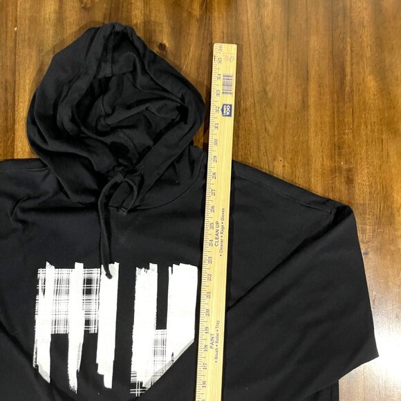 Express Mens Black Hoodie With White Graphic Print - Picture 2 of 4